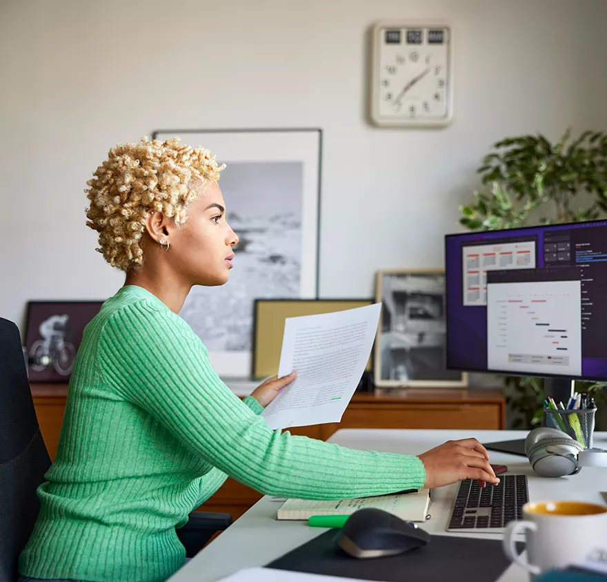 Financial professional working on computer