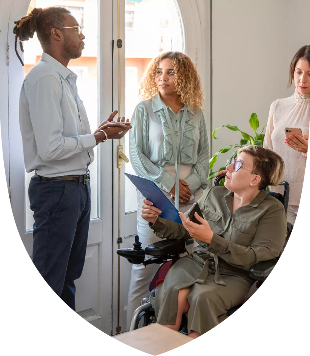 A group of people talking