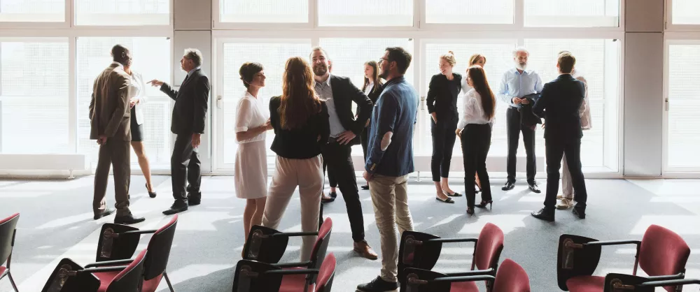 A group of people talking