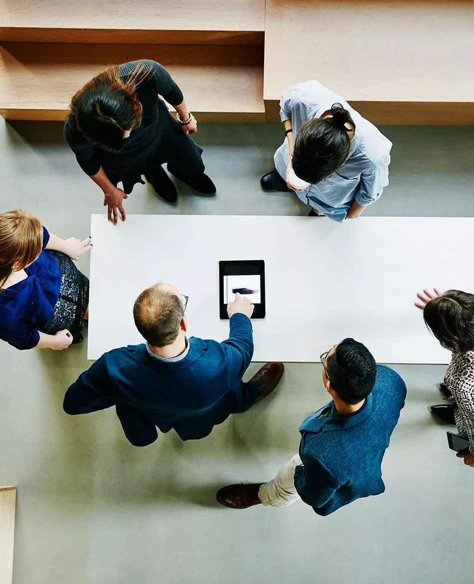 An image of a meeting from above