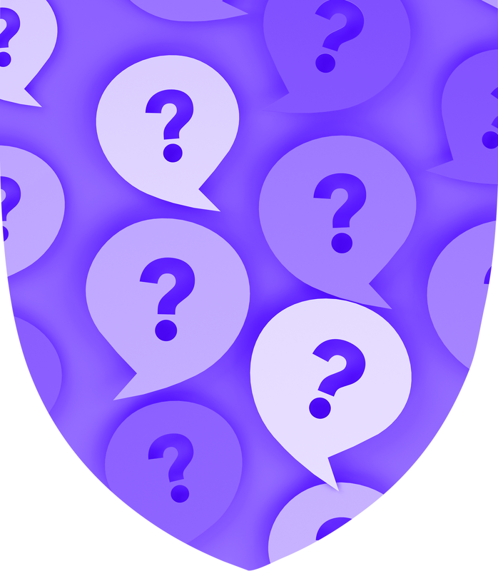 Graphic with question mark bubbles repeated in a pattern