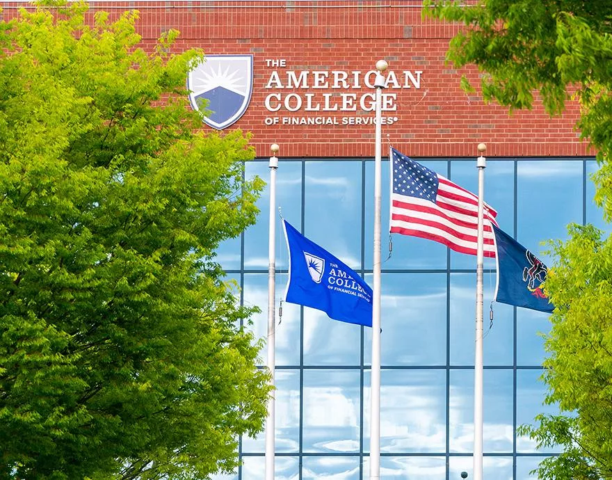 Exterior photo of The American College building