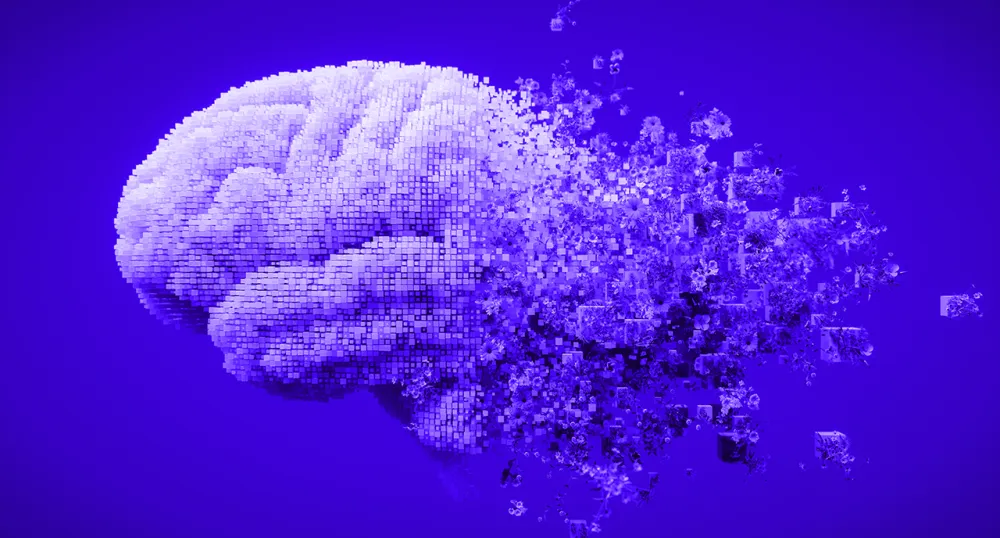 Graphic of a human brain being digitized