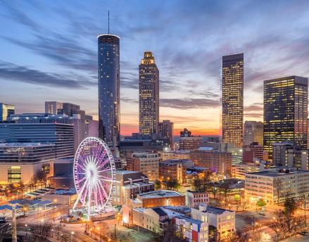 Skyline of downtown Atlanta at sunset